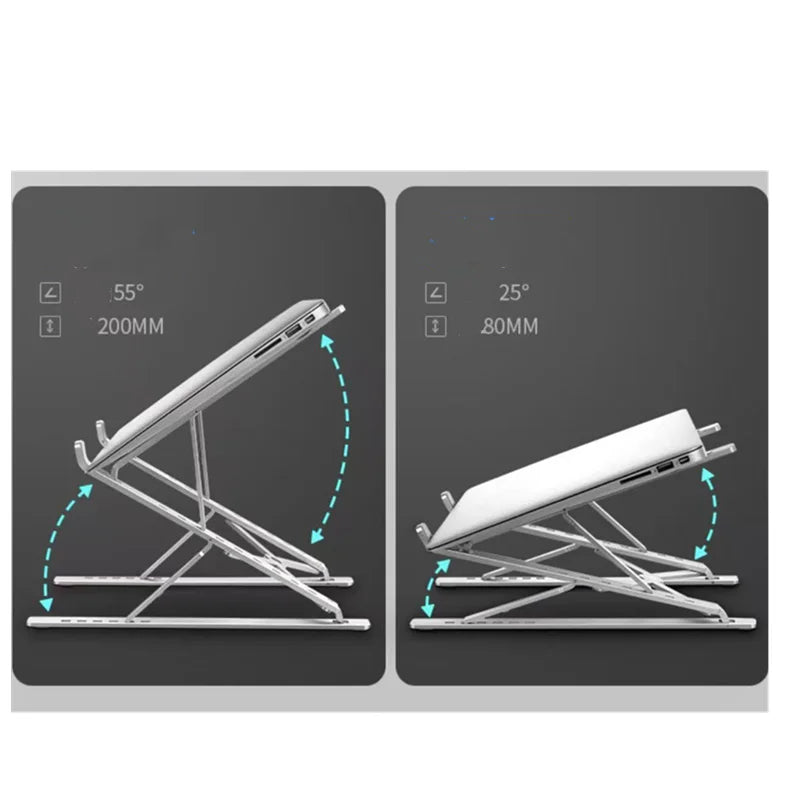 Soporte plegable y ajustable de aluminio para ordenador portátil, tableta o PC. Disipación de calor.