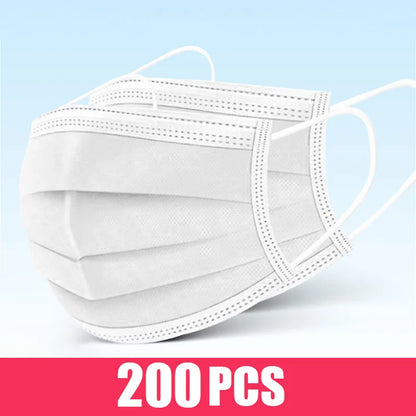 Mascarillas quirúrgicas desechables de 10 a 200 unidades, mascarillas faciales médicas de 3 capas con filtro, antipolvo, transpirables, con elásticos para las orejas, mascarillas bucales para adultos.