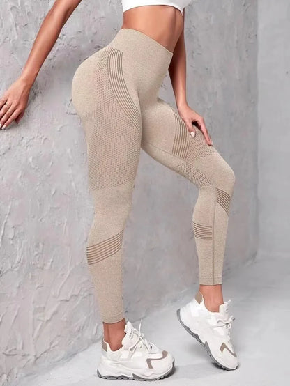 Leggings deportivos de cintura alta con rayas y malla para mujer, levantan glúteos y cadera, ideales para entrenamiento al aire libre, correr, yoga y gimnasio.