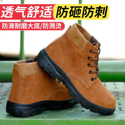 Snow Boots Men's Winter Fur Integrated Men's Shoes Fleece Thickened Warm Labor Insurance Shoes