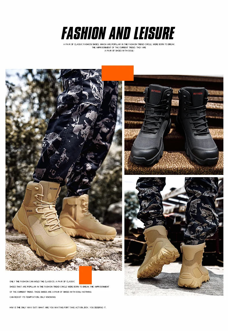 Botas de trabajo para hombre, zapatos de seguridad resistentes al desgaste, zapatos con punta de acero, zapatillas antideslizantes, zapatos de trabajo para adultos.
