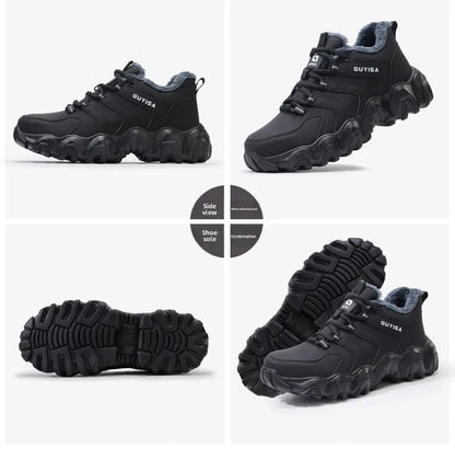 Zapatillas de seguridad con forro polar para hombre y mujer, botas de invierno con punta de acero, gruesas, cálidas, antiaplastamiento, para trabajo, tallas 36-46