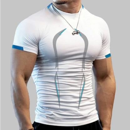 Nueva camiseta deportiva de verano para hombre, transpirable, de secado rápido, para gimnasio y correr.