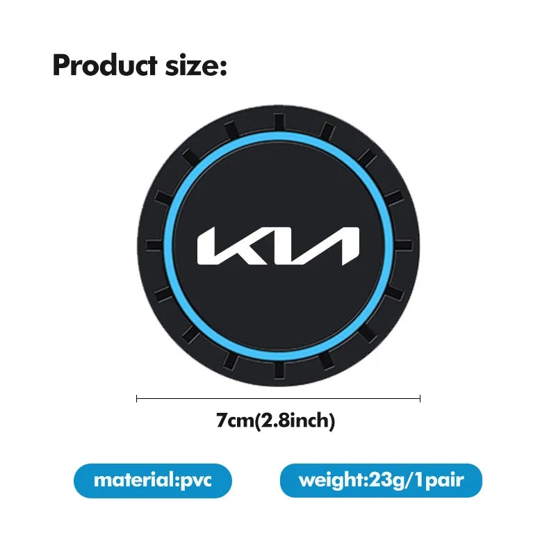 2 posavasos antideslizantes para coche, alfombrilla antipolvo, accesorios para KIA Stinger, Optima, Cerato, Soul, Venga, Forte, Spectra y Sedona.