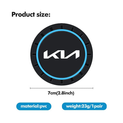 2 posavasos antideslizantes para coche, alfombrilla antipolvo, accesorios para KIA Stinger, Optima, Cerato, Soul, Venga, Forte, Spectra y Sedona.