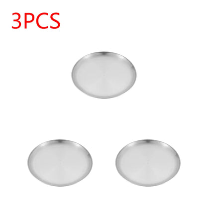 Plato de camping de acero inoxidable, vajilla, contenedor de alimentos, plato de picnic, utensilios de cocina, equipo de camping para senderismo, suministros de camping, nueva base
