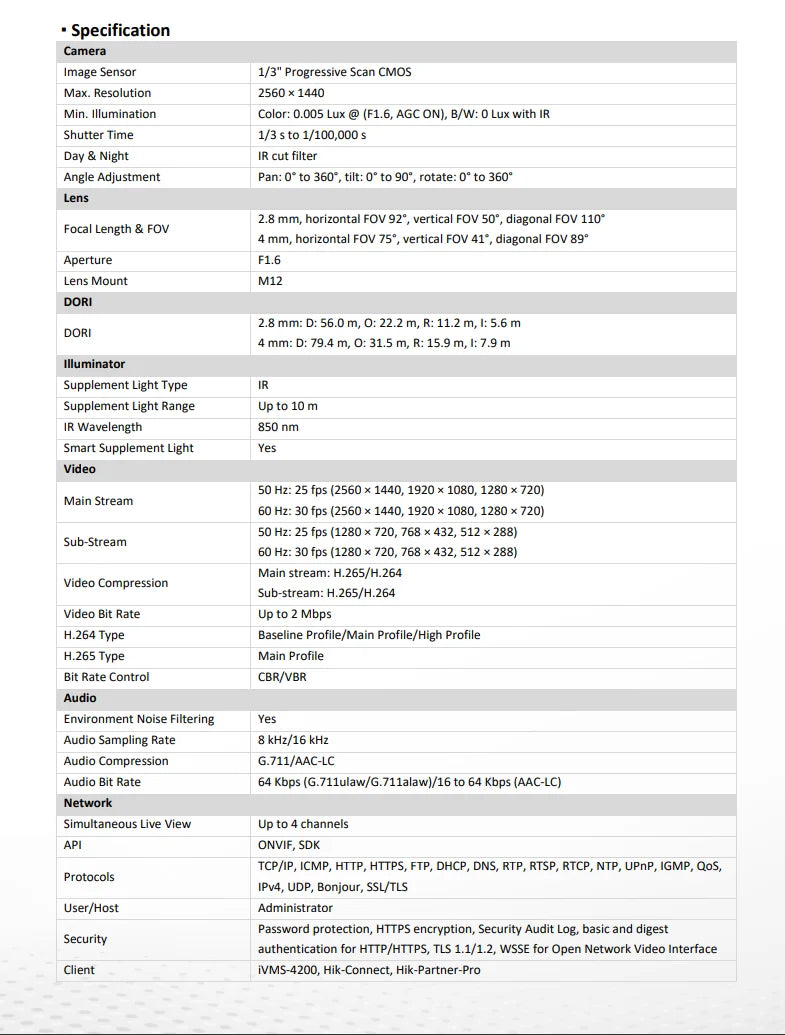 Cámara IP Hikvision DS-2CD2443G2-IW de 4 MP, inalámbrica para interiores, con detección de movimiento humano por infrarrojos, WiFi, PoE, audio bidireccional y ranura para tarjeta SD.
