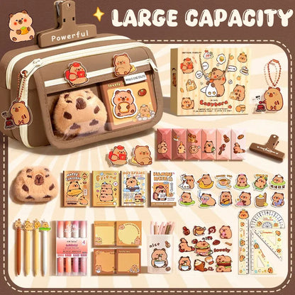 Set de útiles escolares, bonito estuche para lápices para niñas, papelería estética, accesorios útiles para el regreso a clases, kit escolar
