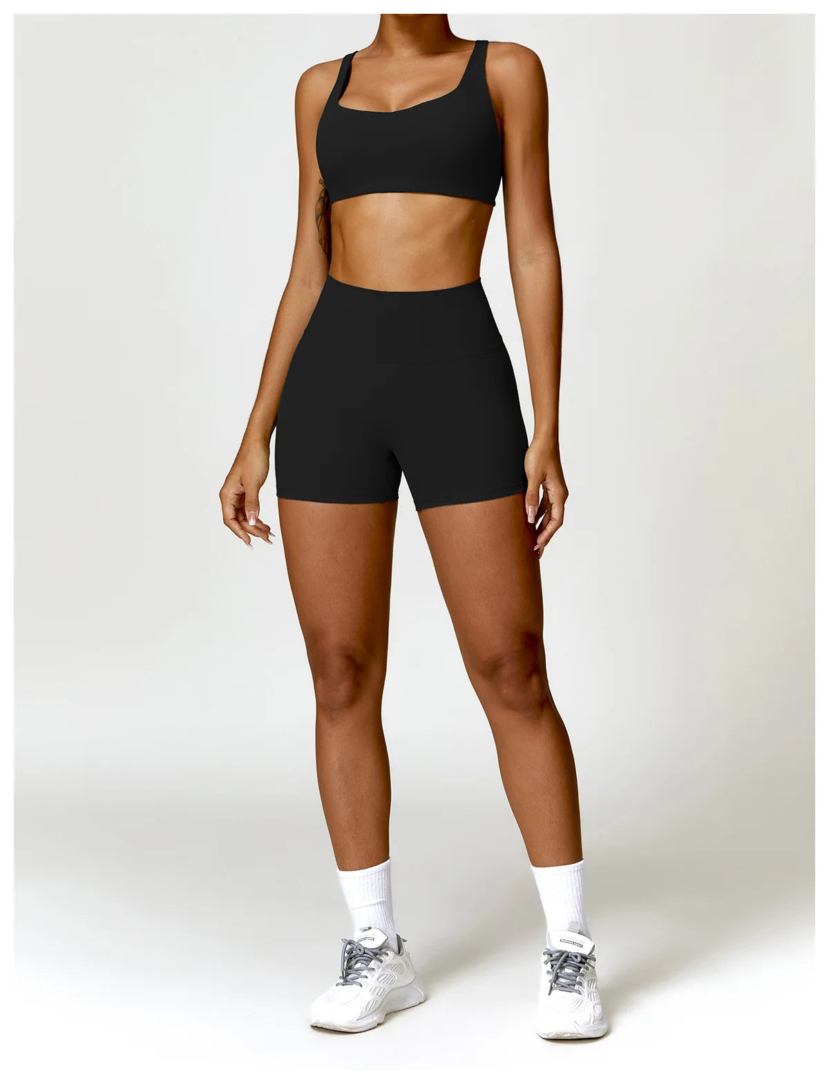 Conjunto de chándal de yoga para mujer, 2 piezas, ropa deportiva para entrenamiento, ropa deportiva, leggings de gimnasio, sujetador de fitness, top corto, trajes deportivos de manga larga