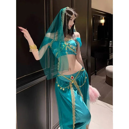 Role Playing Sexy Western Region Dancer Peacock Princess Greek Goddess Costume Hot Egyptian Indian Dancer Exotic Costume Stage