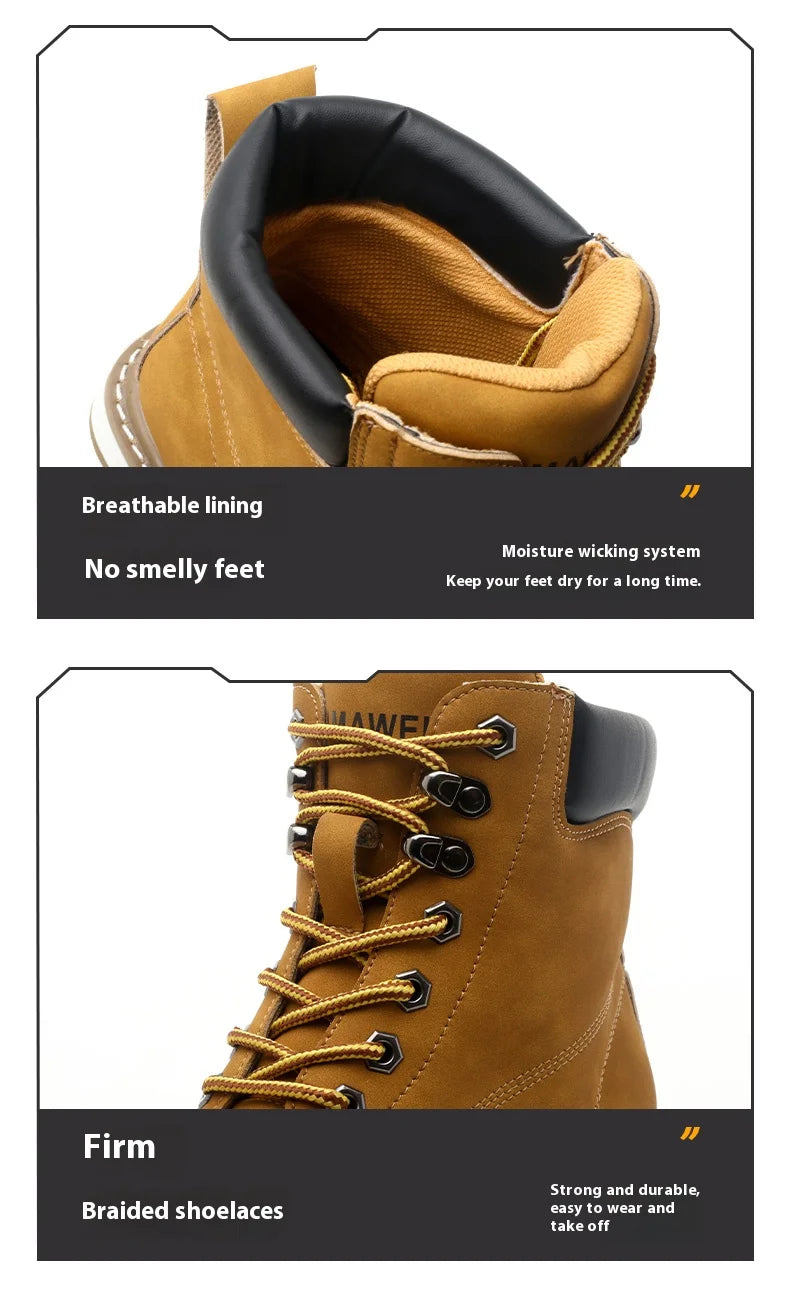 Botas de trabajo para hombre, con puntera de acero, puntera blanda, impermeables, antideslizantes, antiperforación, resistentes al deslizamiento, botas de seguridad para el trabajo.