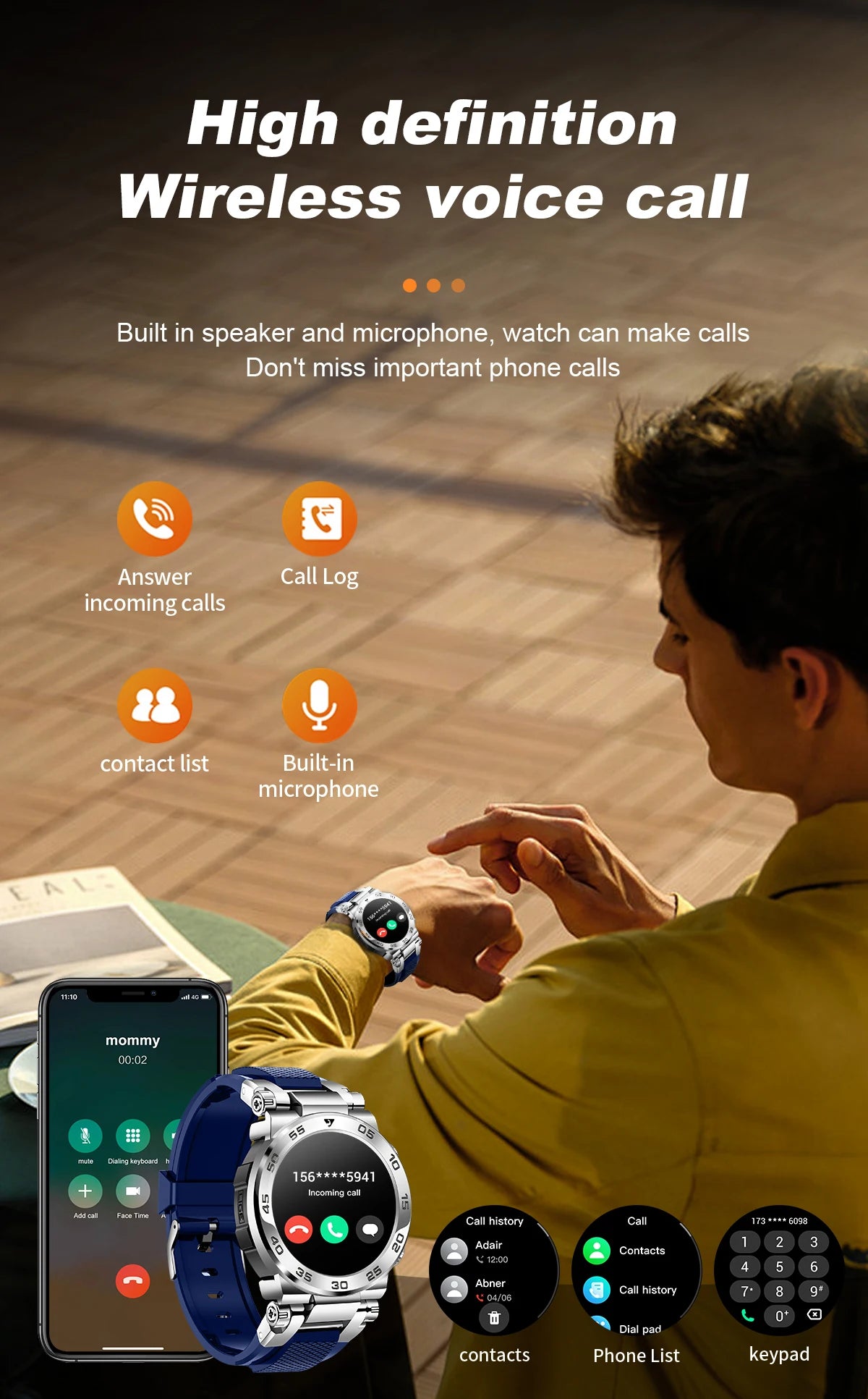 Nuevo reloj inteligente de negocios para hombre, pulsera impermeable de moda, reloj deportivo de lujo con monitor de ritmo cardíaco y sueño, reloj inteligente militar.