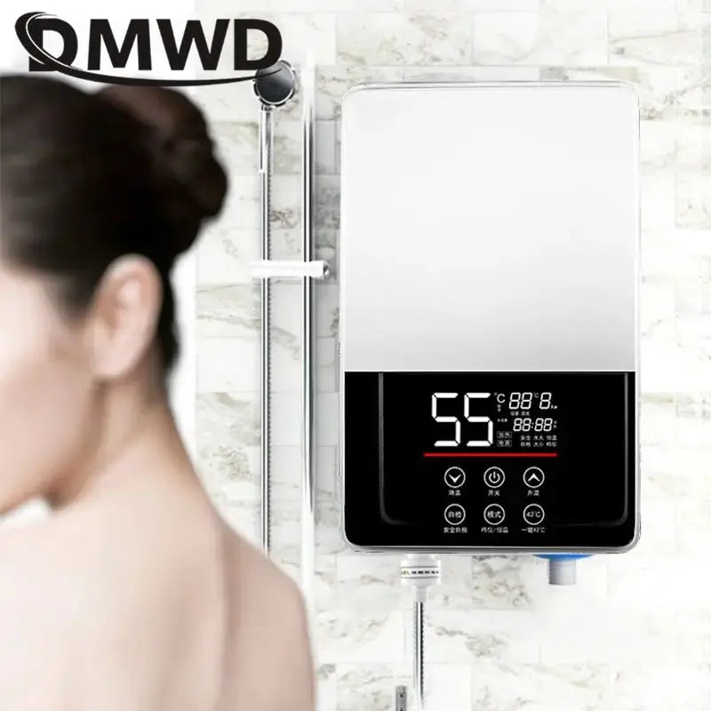Calentador de agua eléctrico termostático DMWD de 7000 W con control remoto. Calentador instantáneo, resistente al agua y sin tanque, ideal para ducha o bañera.