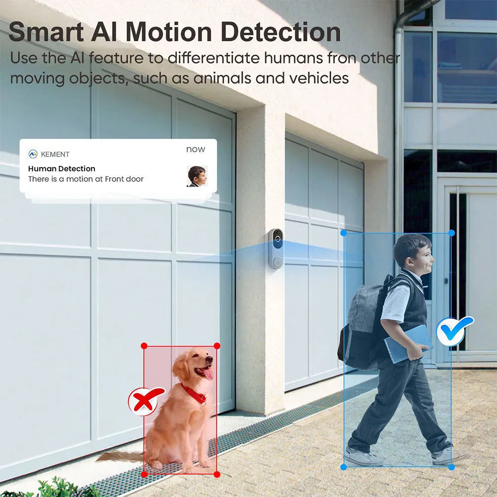 Timbre de puerta inalámbrico con cámara y video de 1080P, timbre inteligente con WiFi, seguridad para el hogar, detección de movimiento, visión nocturna, intercomunicador