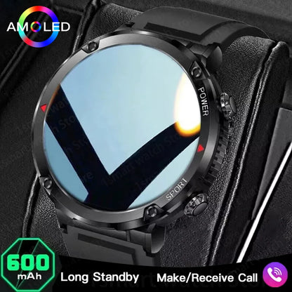 Reloj inteligente LIGE con batería grande de 600 mAh para hombre, reloj inteligente deportivo resistente al agua con llamadas Bluetooth y pantalla AMOLED.