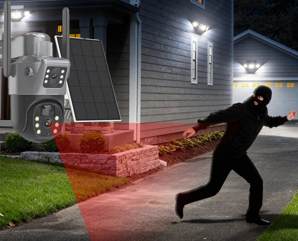 Cámara solar 4K de 8 MP con doble pantalla, Wi-Fi de doble banda 5G y 2.4 GHz, PTZ inalámbrica para exteriores, detección PIR, CCTV, EseeCloud