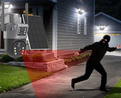 Cámara solar 4K de 8 MP con doble pantalla, Wi-Fi de doble banda 5G y 2.4 GHz, PTZ inalámbrica para exteriores, detección PIR, CCTV, EseeCloud