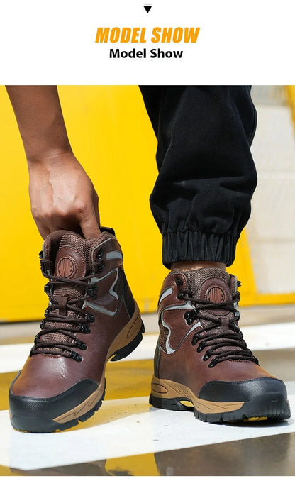 Zapatos de seguridad de caña alta para hombre, zapatos de trabajo con puntera de acero, botas de seguridad para hombre y mujer, botas de trabajo antideslizantes, impermeables e indestructibles.