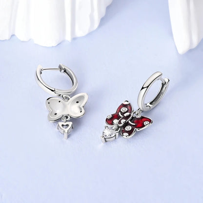 Pendientes brillantes de plata de ley S925 para mujer, con circonitas de colores, diseño de insecto, ideal como regalo de aniversario de boda.