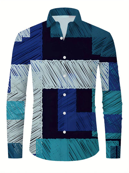Camisa casual estampada para hombre 2025 con mangas largas transpirables y botones de plomo adecuada para primavera y otoño.