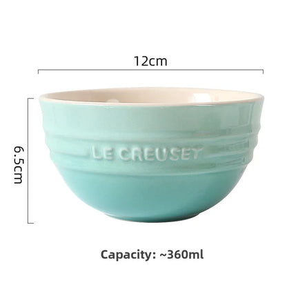 Cuenco de porcelana esmaltada de colores fríos Le Creuset, cuenco de arroz, cuenco para sopa con cara de arcoíris, cuenco francés con diseño de mono redondo para uso doméstico