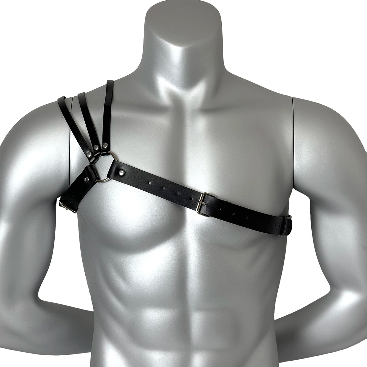 Arnés de pecho de cuero sintético para hombre, tirantes ajustables, arnés corporal bondage, accesorios de ropa gótica, moda