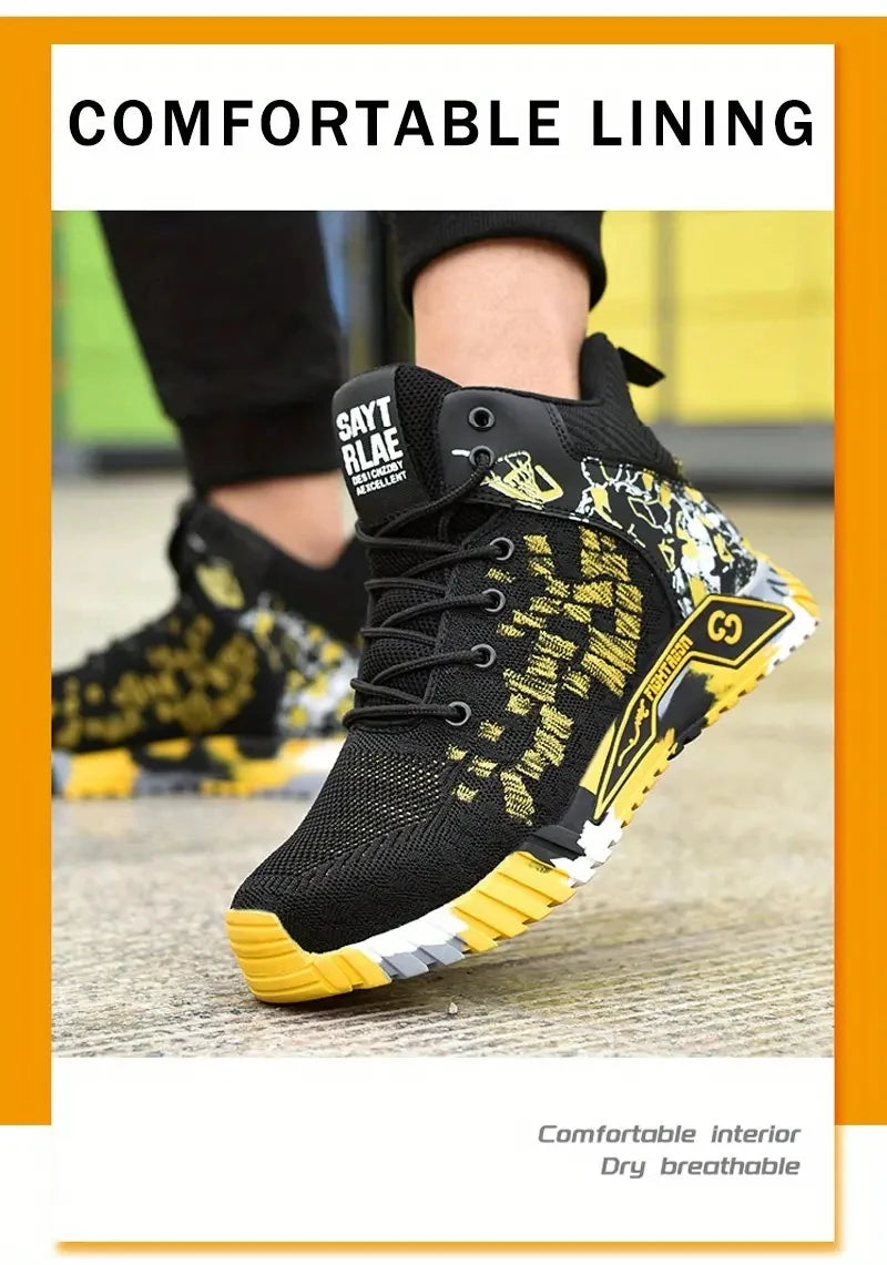 Zapatos de seguridad de caña alta con punta de acero para hombre y mujer, botas de seguridad indestructibles y antigolpes.