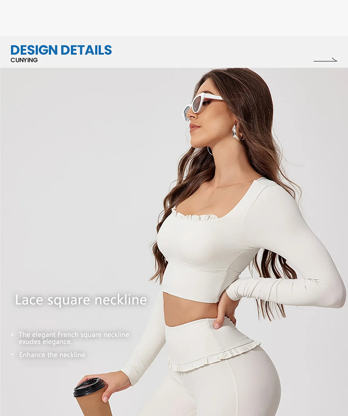 Ctenkevet - Conjunto de 2 piezas de camiseta de manga larga de secado rápido para mujer, para gimnasio, yoga, deportes al aire libre, traje deportivo de dos piezas