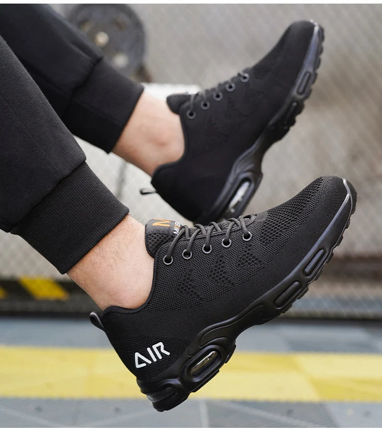 Calzado de seguridad para hombre, botas de trabajo ligeras, zapatillas con cámara de aire, zapatos de trabajo antiperforación, zapatos indestructibles con puntera de acero.