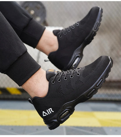 Calzado de seguridad para hombre, botas de trabajo ligeras, zapatillas con cámara de aire, zapatos de trabajo antiperforación, zapatos indestructibles con puntera de acero.