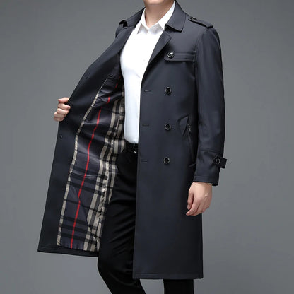Spring Autumn Streetwear Fashion Trench Coat Men's Designer Overlong British Coats Man's Clothing With Epaulets Men's Jackets
