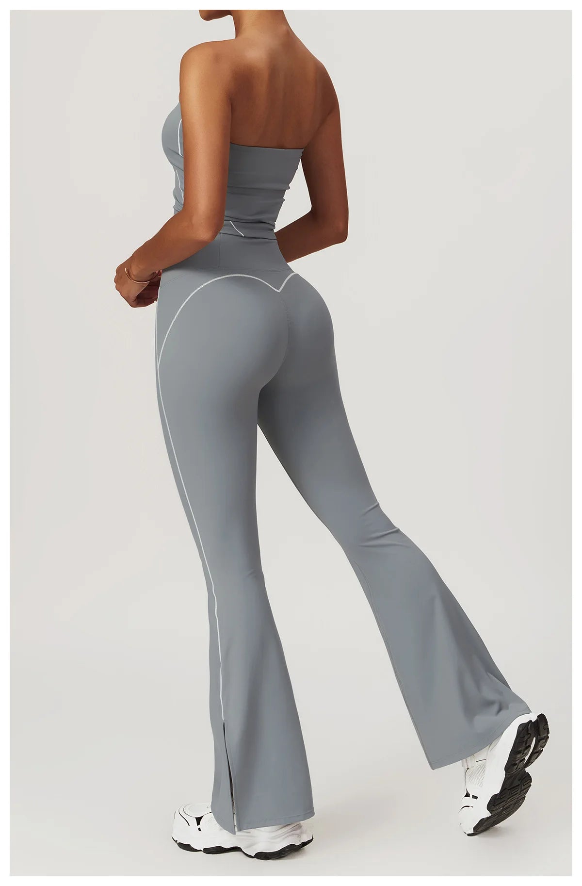 Conjunto deportivo de yoga FUBEIKE para mujer, de verano, color nude, ajustado, con espalda descubierta, ideal para gimnasio, ropa deportiva para mujer, para correr al aire libre.