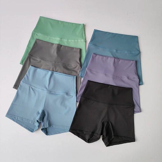 Pantalones cortos deportivos de yoga, ajustados, elásticos, de tres piezas, con cintura alta, realce de cadera y secado rápido.