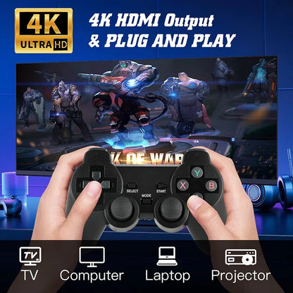 NUEVA consola de videojuegos con más de 20 000 juegos integrados, reproductor de juegos portátil retro, 64 GB, 4K, TV, mando inalámbrico de 2,4 GB