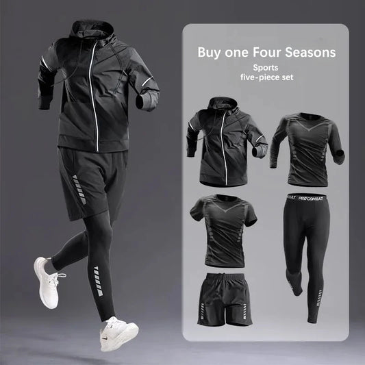Conjunto deportivo para hombre para todas las estaciones: chándal para correr, andar en bicicleta, hacer ejercicio y senderismo, ropa de gimnasio para hombre, trotar y boxear (5 piezas)