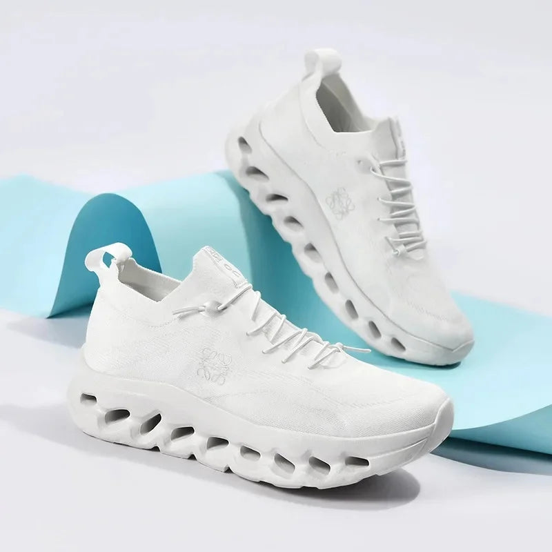 Zapatillas deportivas informales retro de moda para papá con absorción de impactos, parte superior sintética transpirable y suela de goma.
