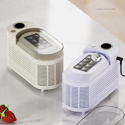 Máquina de hielo portátil pequeña de 110 V/220 V para el hogar, dormitorio, oficina, camping, 12 V, para coche, máquina automática para hacer cubitos de hielo.