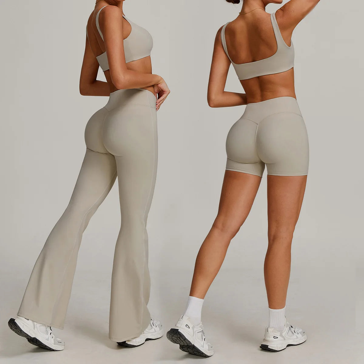 Nuevo conjunto de yoga para mujer, ropa deportiva para gimnasio, sujetador deportivo y pantalones cortos, conjuntos de leggings, atuendos de sensación desnuda, ropa deportiva femenina, chándal