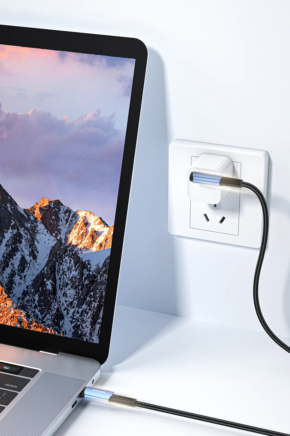 Cable USB tipo C a USB tipo C Essager de 100 W con ángulo de 90 grados para iPad, MacBook Pro, Xiaomi, Samsung y Huawei, carga rápida tipo C.