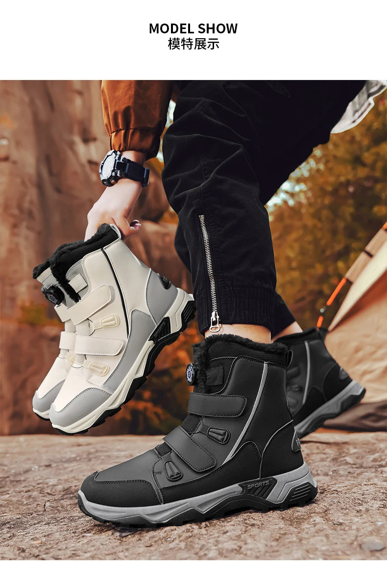 Botas de nieve impermeables para hombre, con entresuela, cálidas, para exteriores, antideslizantes y resistentes a la abrasión.