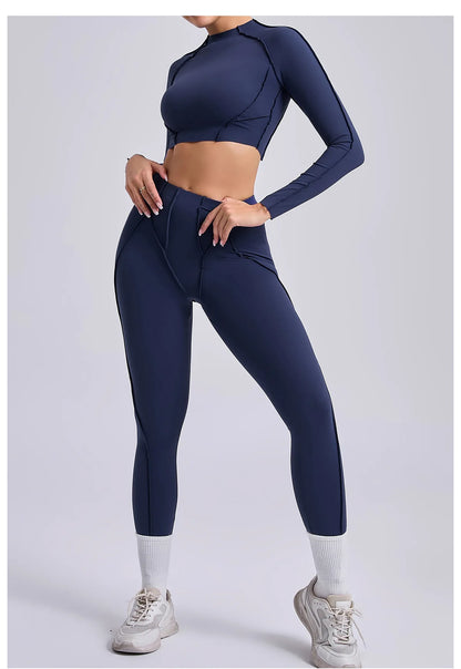 Yoga Set Workout Tracksuits 2 Pieces Gym Clothes Sportswear Yoga Suits For Women Fitness Set Sports Long Sleeved Gym Leggings