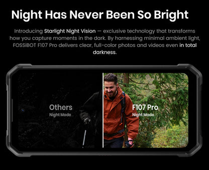 Teléfono móvil resistente Fossibot F107 Pro, 30 (12+18) GB + 512 GB, Android 15, batería de 28000 mAh, carga rápida de 66 W, cámara de 200 MP + 32 MP, 5G, NFC/GPS, doble linterna brillante.