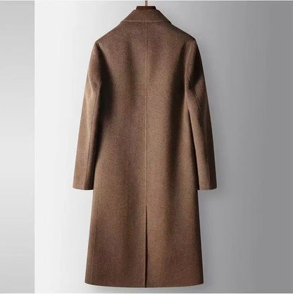 2025 Autumn/Winter New Men's 100% Wool Coat Knee length Double breasted Goose Down Inner Tank Thickened for Warmth