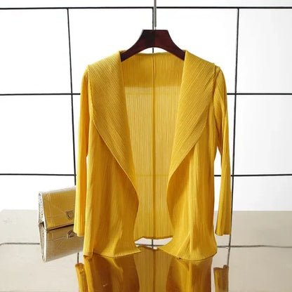 ALSEY Miyake - Cárdigan plisado de color liso para mujer, camiseta de verano, nuevas camisas y blusas holgadas, ropa estética holgada