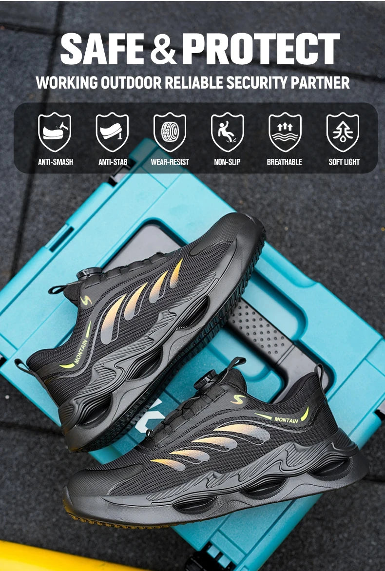 Zapatos de seguridad para hombre, zapatos de trabajo para hombre, zapatos transpirables, antideslizantes, con puntera de acero y antiperforación, zapatos de moda para hombre, zapatos deportivos para hombre.