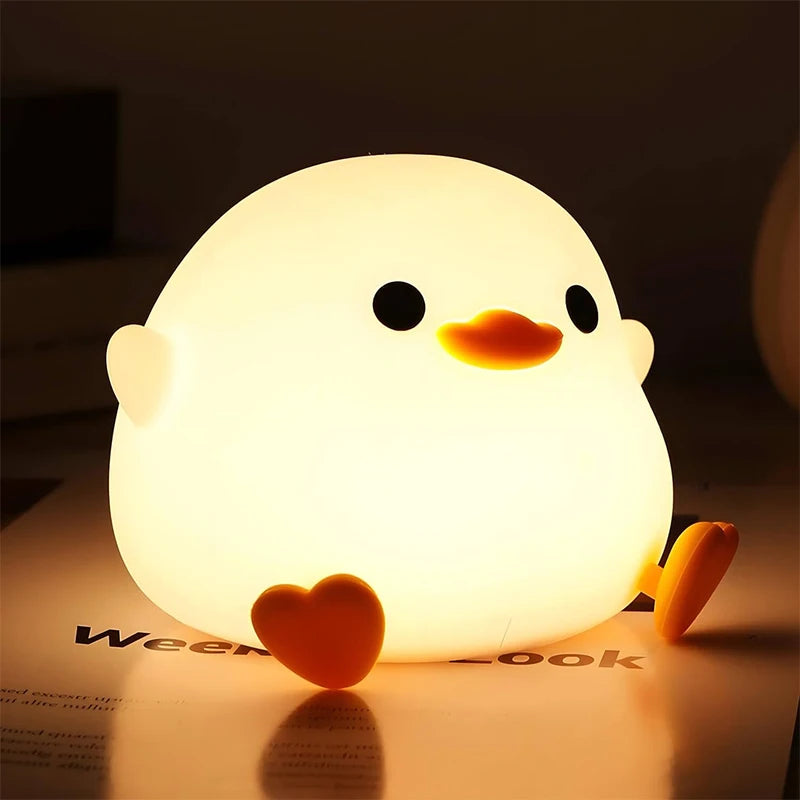 Luz nocturna de pato DoDo, lámpara de pato adorable, luz nocturna recargable y regulable, lámpara de noche LED de silicona táctil para habitación infantil