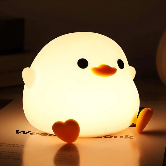 Luz nocturna de pato DoDo, lámpara de pato adorable, luz nocturna recargable y regulable, lámpara de noche LED de silicona táctil para habitación infantil