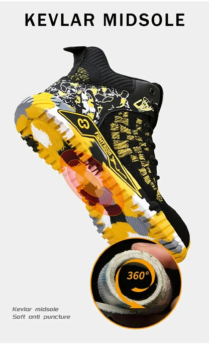 Zapatos de seguridad de caña alta con punta de acero para hombre y mujer, botas de seguridad indestructibles y antigolpes.