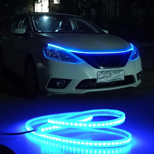 Tira de luz LED para capó de coche, impermeable, para decoración exterior, faros delanteros decorativos, lámpara ambiental universal de 12 V