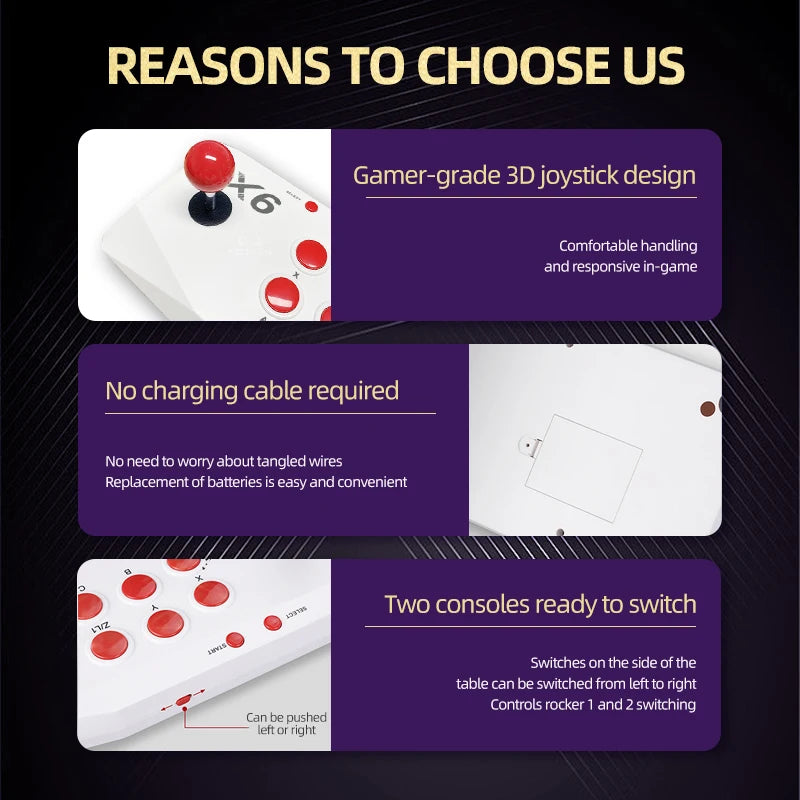 Consola de videojuegos arcade VILCORN 4K TV Game Stick con doble joystick arcade para juegos MAME/Sega/PS1/Atari, regalo para niños